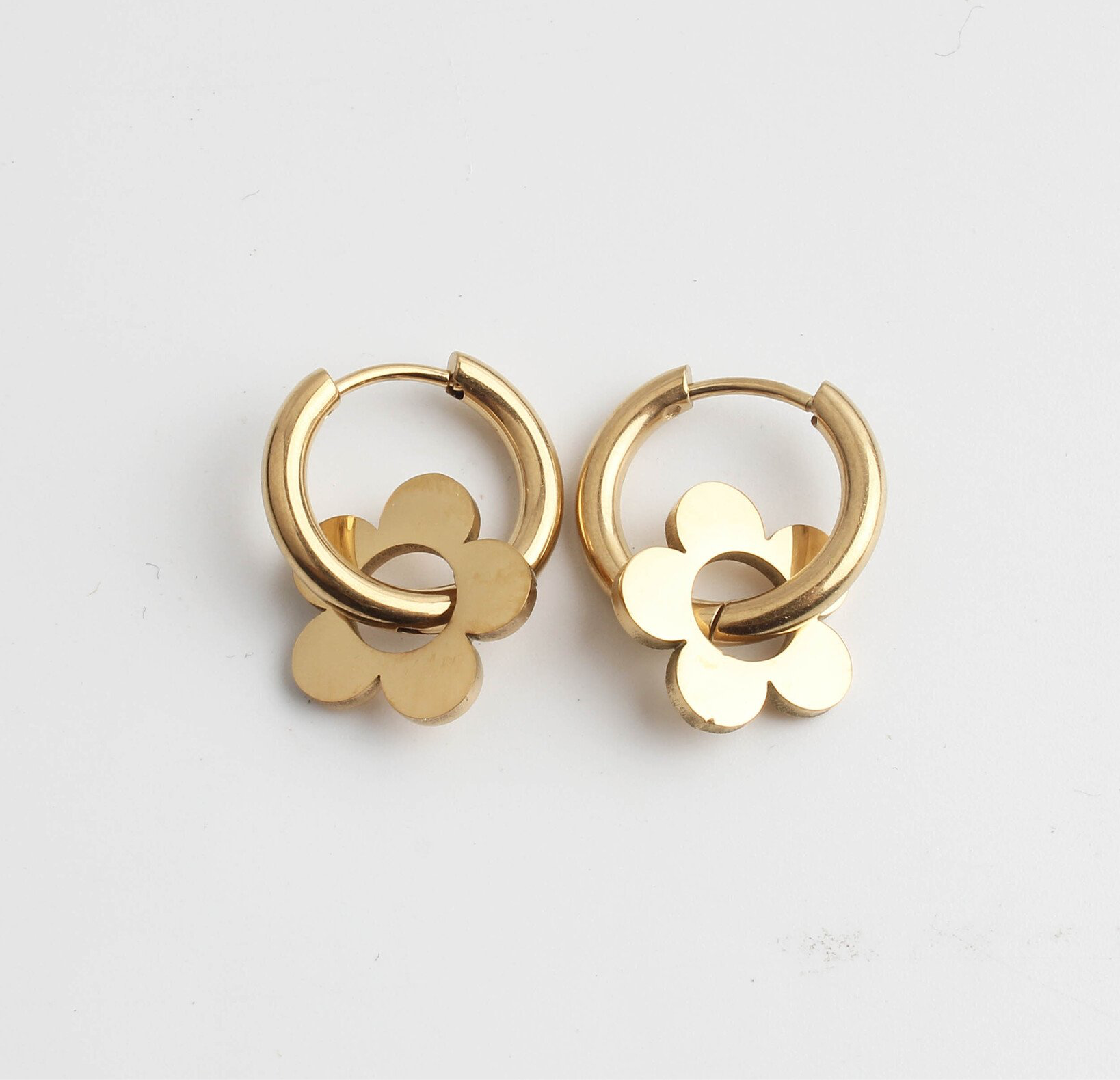 Gold Flower Hoop Earrings