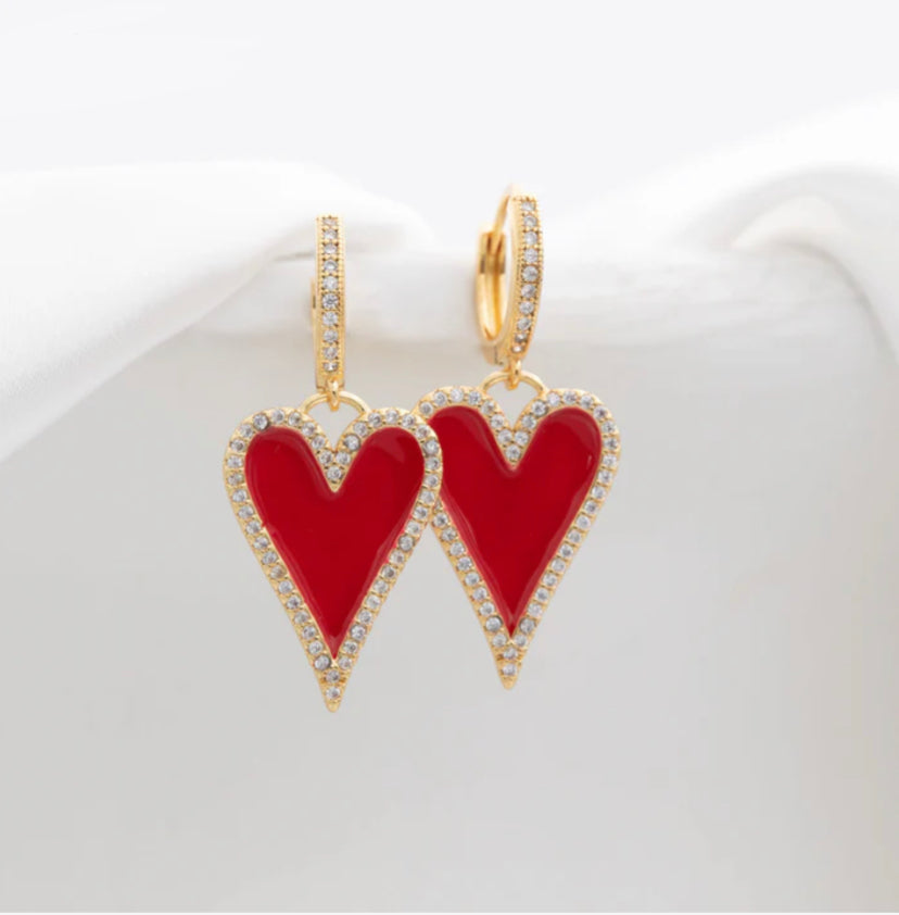 Red heart earrings