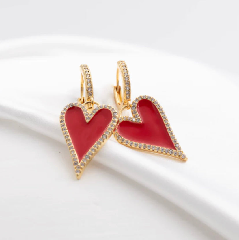 Red heart earrings