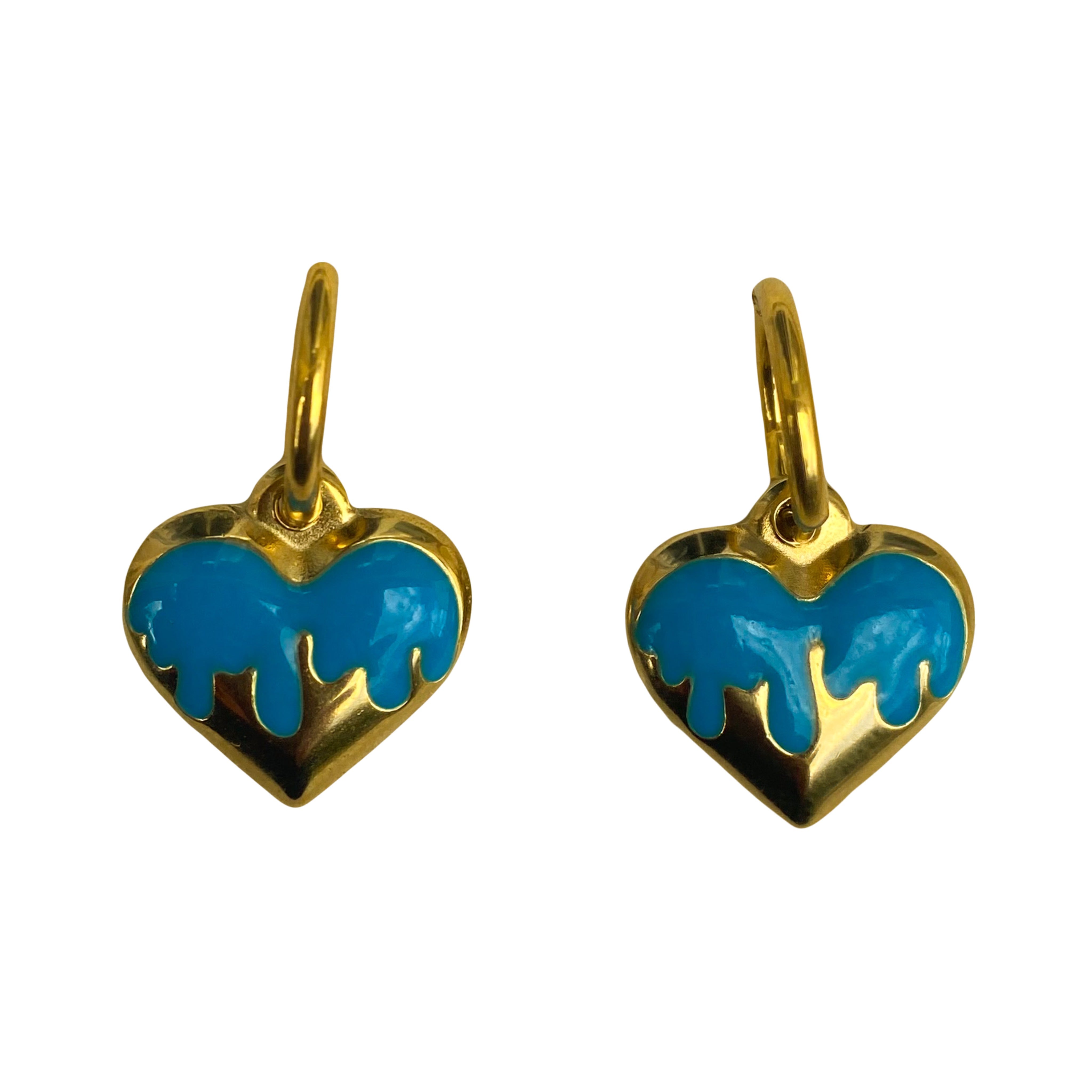 Pink and Blue Flowing Heart Earrings